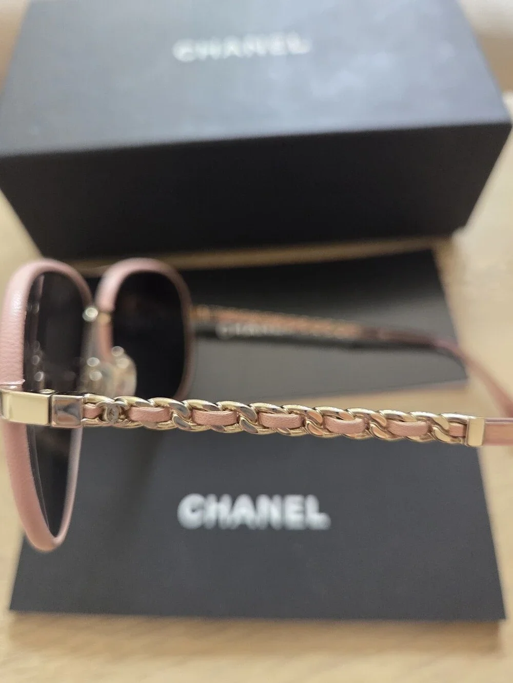 CHANEL 4219-Q Pink and Gold Aviator Sunglasses Box/Booklet